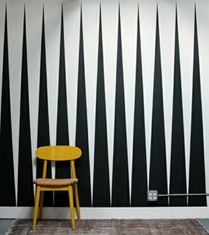 Muster Schwarz-Weiß wandgestaltung mit Farbe einrichtungsbeispiele schwarz weiß wohnzimmer einrichten backgammon