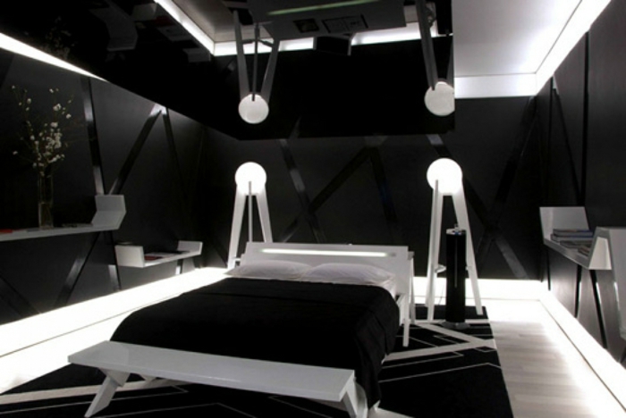 Muster Schwarz-Weiß wandgestaltung mit Farbe einrichtungsbeispiele schwarz weiß wohnzimmer einrichten interieur