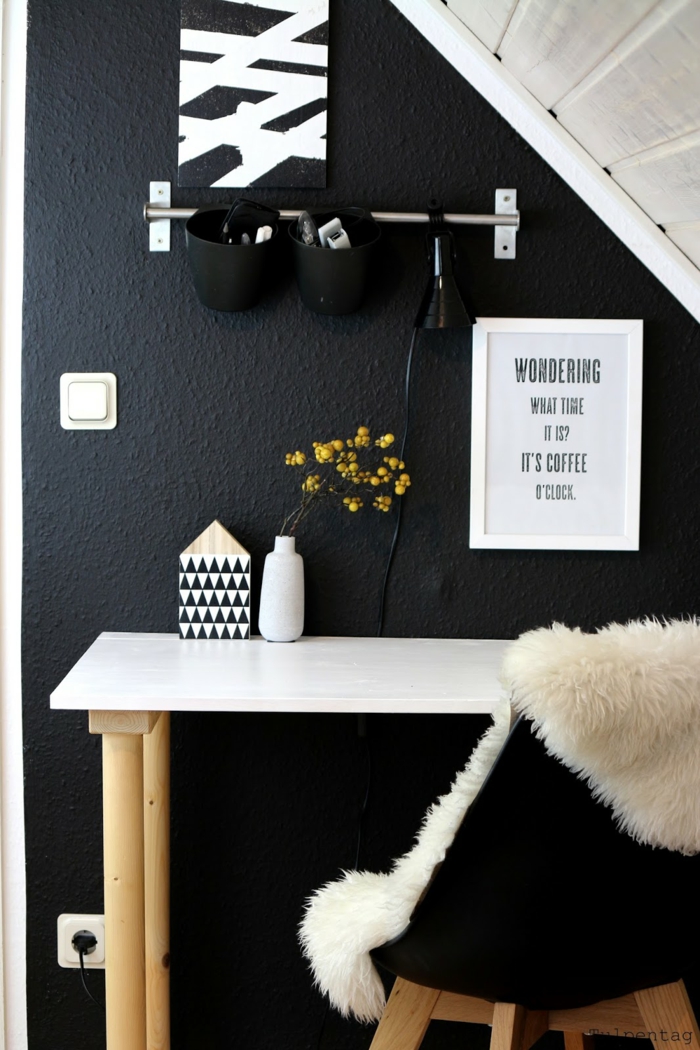 Muster Schwarz-Weiß wandgestaltung mit Farbe einrichtungsbeispiele schwarz weiß wohnzimmer einrichten mini