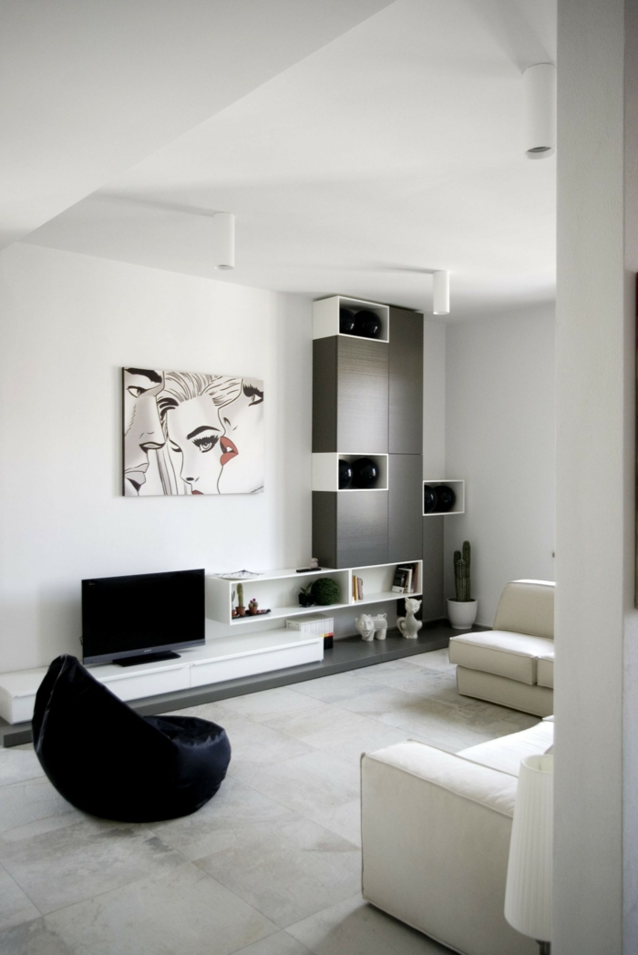 Muster in Schwarz-Weiß wandgestaltung mit Farbe einrichtungsbeispiele schwarz weiß wohnzimmer einrichten modern