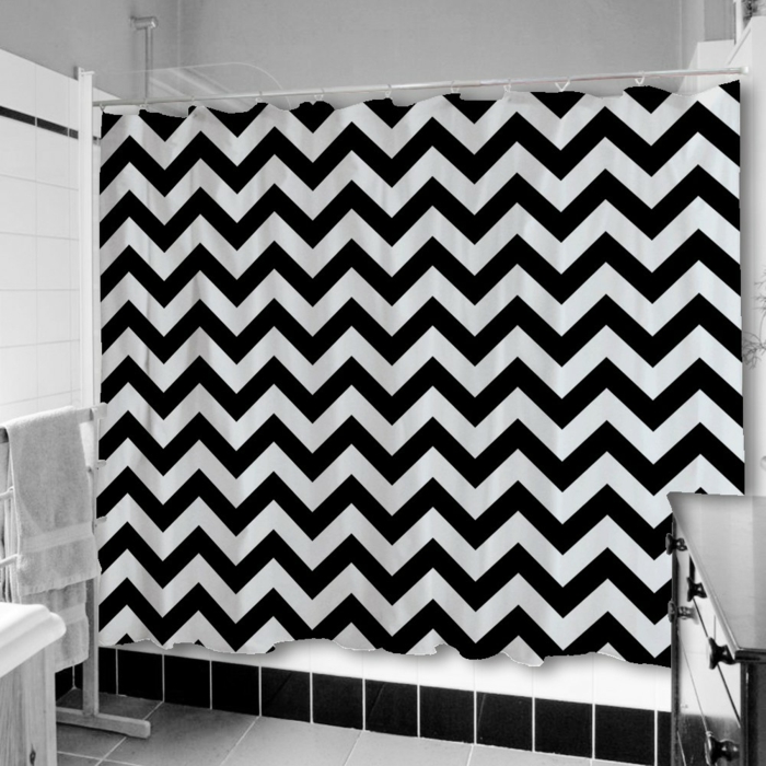 Muster in Schwarz-Weiß wandgestaltung mit Farbe schwarz weiß wohnzimmer einrichten weiss schwarz duschvorhang