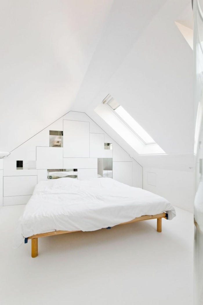 weißes schlafzimmer weißer boden minimalistisch