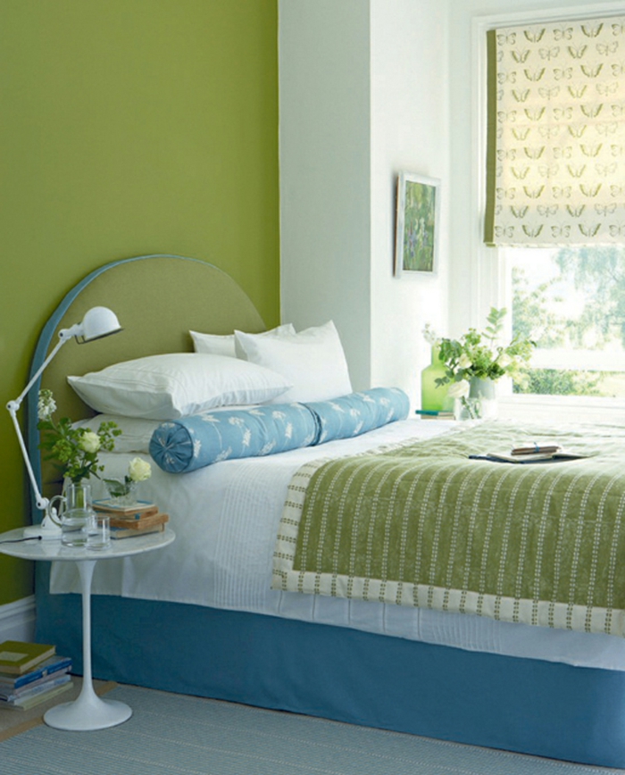 wände streichen ideen grüne wände schlafzimmer blumen