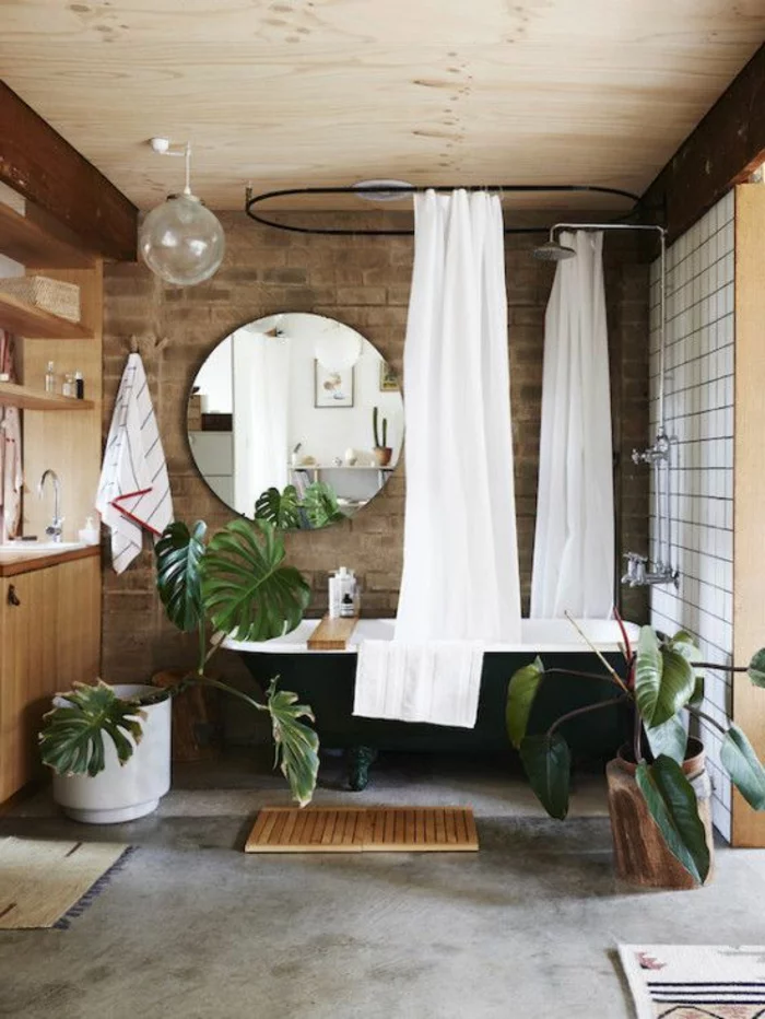 zimmerpflanzen badezimmer dekoideen pflanzen badvorhang