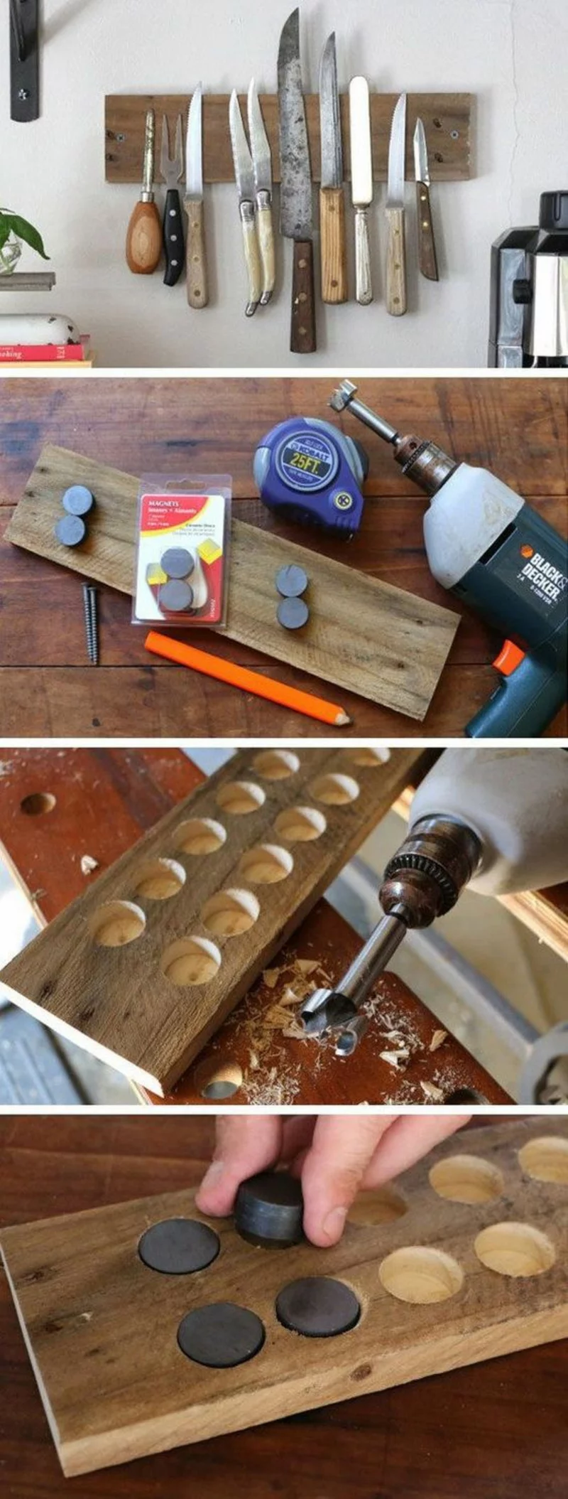 DIY Magnetleiste für Messer selber bauen Anleitung Küchenzubehör