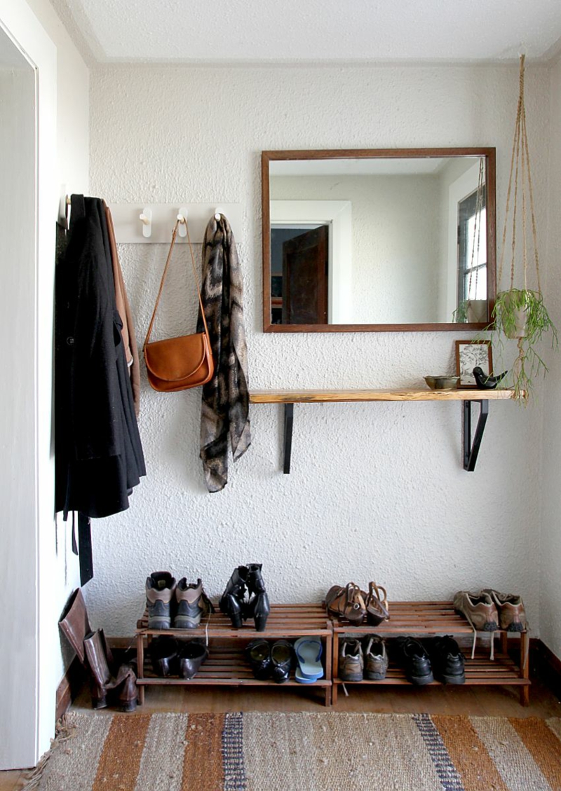 Dielenmöbel DIY Garderobenständer Holz Flurmöbel Garderobe selber bauen