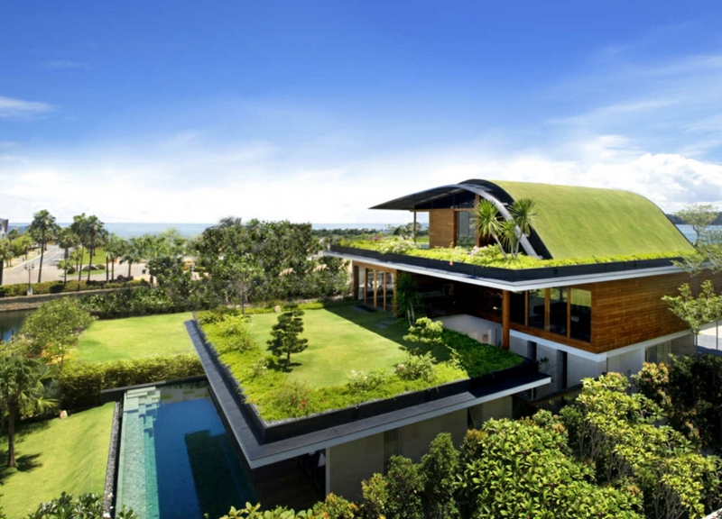 Moderne Häuser bauen Architektenhäuser Dachterrasse Begrünung Dach