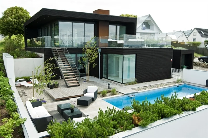 Moderne Häuser bauen Architektenhäuser Hausfassade Außenbereich Luxushaus
