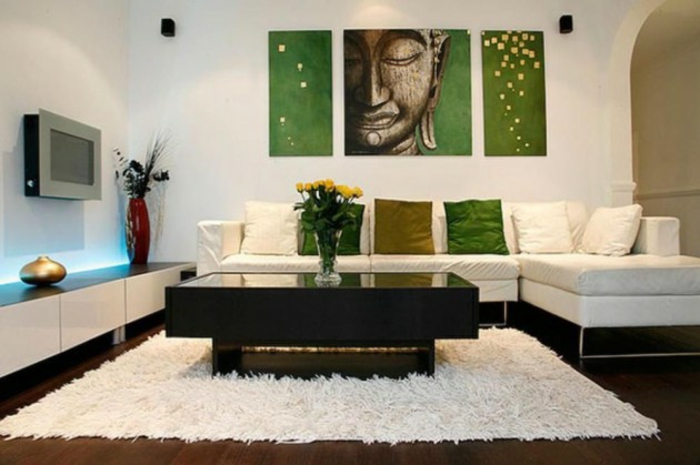 Wohnzimmer Ideen Wandgestaltung Zen Atmosphäre