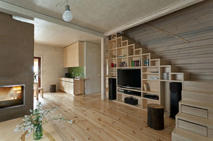Wohnzimmer Ideen Wohntrends Wohnzimmermöbel Bücherregal Holzboden
