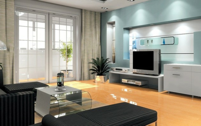 Wohnzimmer Ideen Wohntrends Wohnzimmermöbel TV Wohnwand hellblau