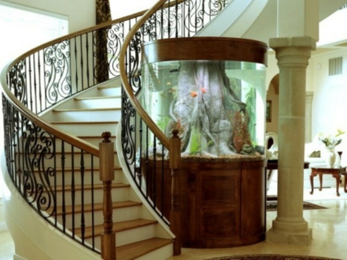 aquarium eirichten design atmosphäre einrichtungsbeispiele wandgestaltung weißes foyer