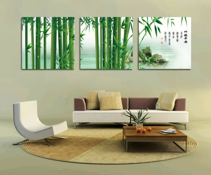 dekoideen bambusdeko wohnideen holzdeko raumtrenner teppich wohnzimmer