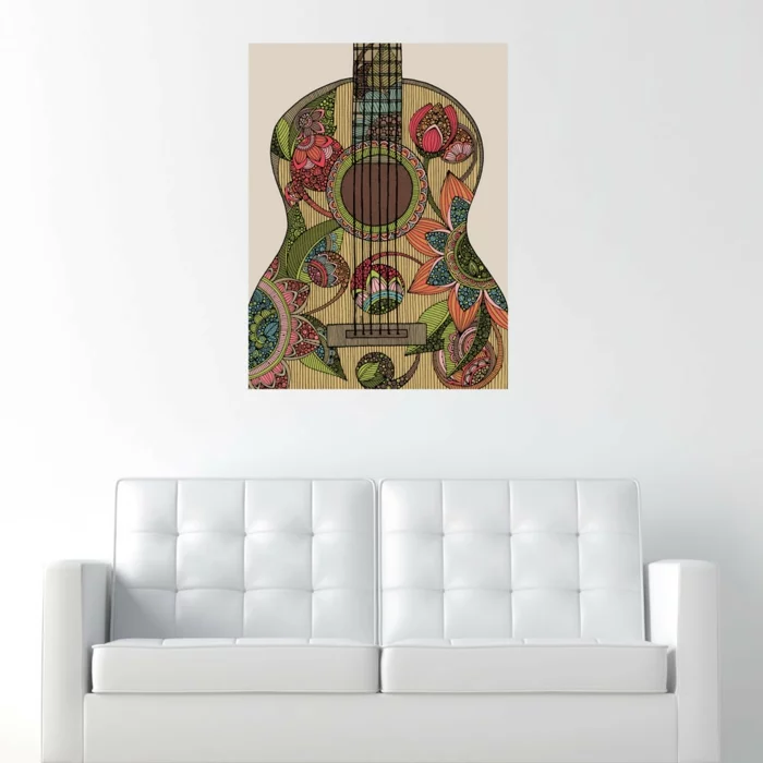 Upcycling Ideen dekoideen deko ideen wohnzimmer ideen DIY ideen kreativ gitarre eingerahmt