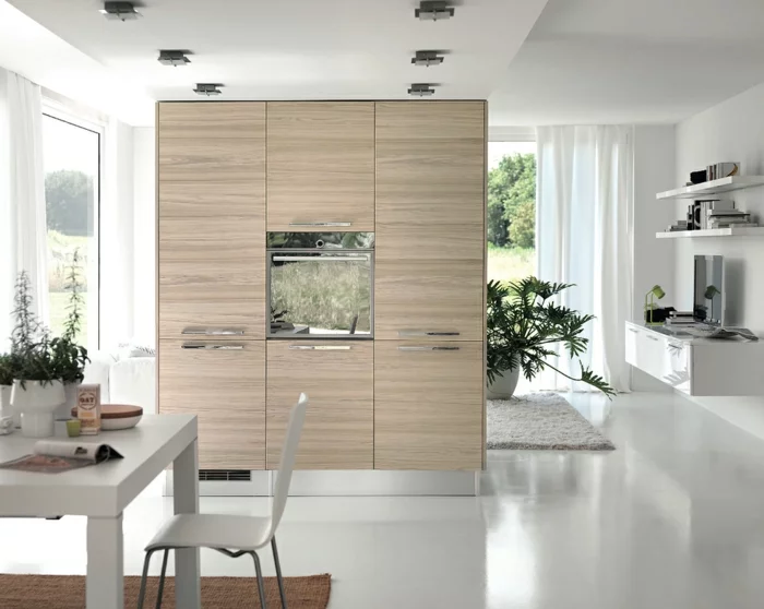 design küchen offener wohnplan trennwand funktional weißer boden