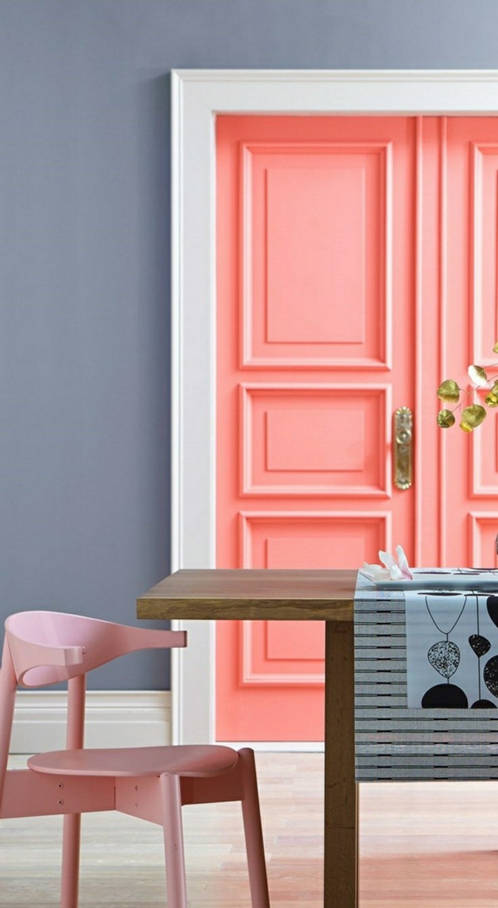 einrichtungsbeispiele wohnideen dekoideen geometrie farbe smart klare textur wand aufleber rosa grau holz