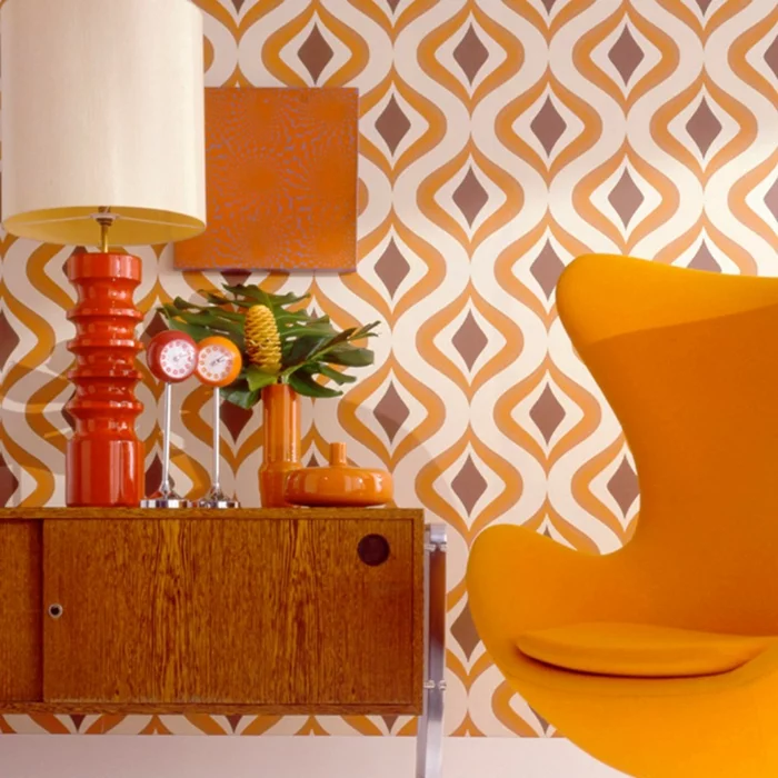 wohnideen dekoideen geometrie farbe smart klare textur wand aufleber wandgestaltung-orange