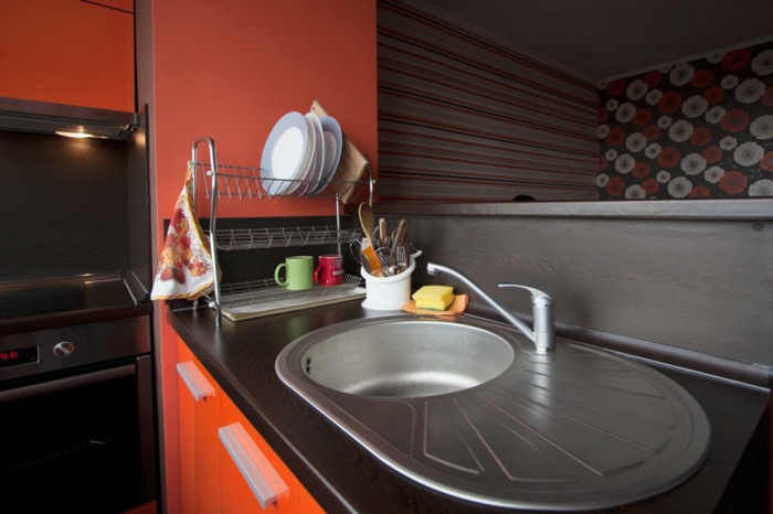 griffe für küchenschränke orange küchenschränke handgriffe küche einrichten ideen