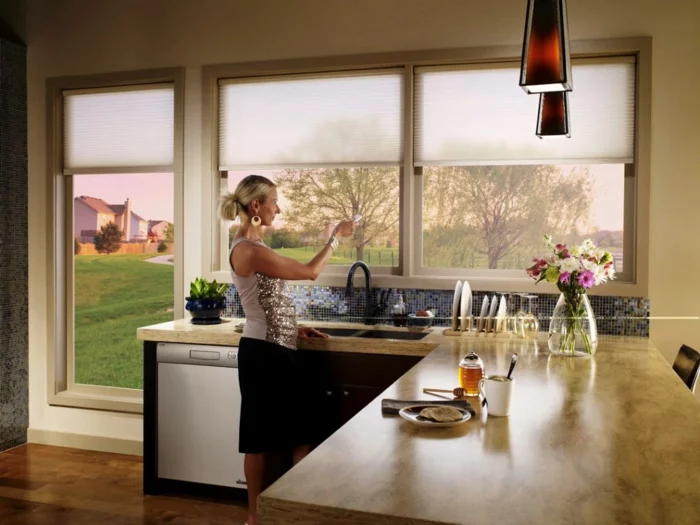 küchenfenster fensterrollos automatisch smart fernbedienung