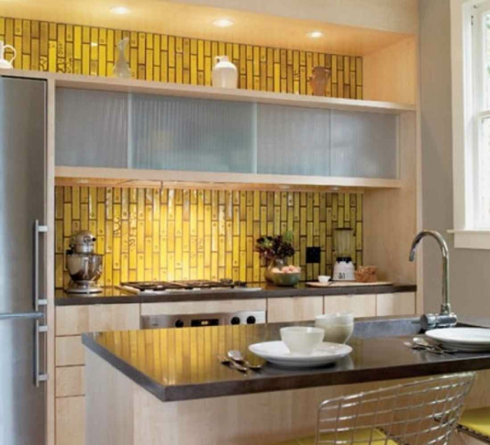 küchengestaltung idee einrichtungsbeispiele- ideen küche farbgestaltung gelb