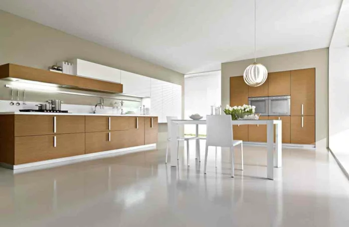 moderne küchen minimalistisches design tulpen weißer boden