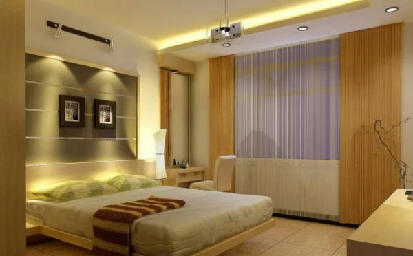 schlafzimmer einrichten moderne einrichtung einbauleuchten pendellampe doppelbett