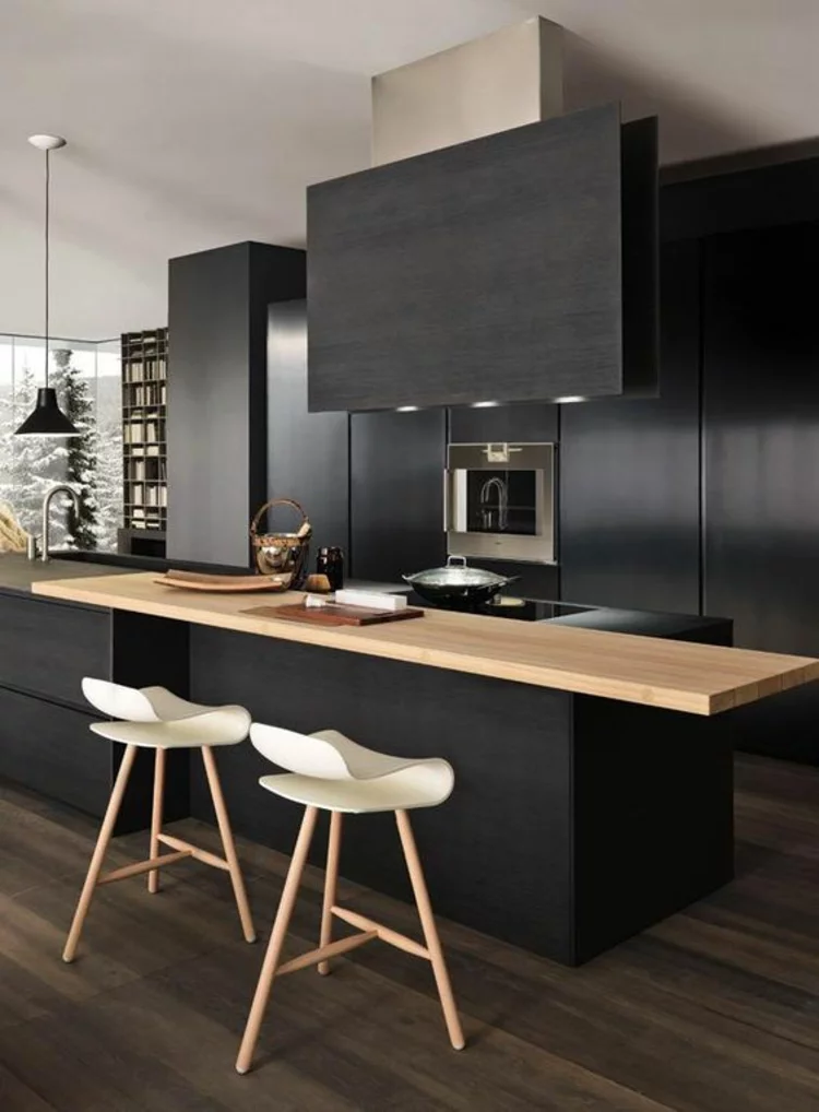 schöne Küchen Bilder schwarze Küchengestaltung Ideen Küchenbilder