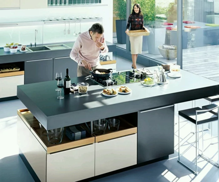 wohnideen küche moderne kücheninsel funktional