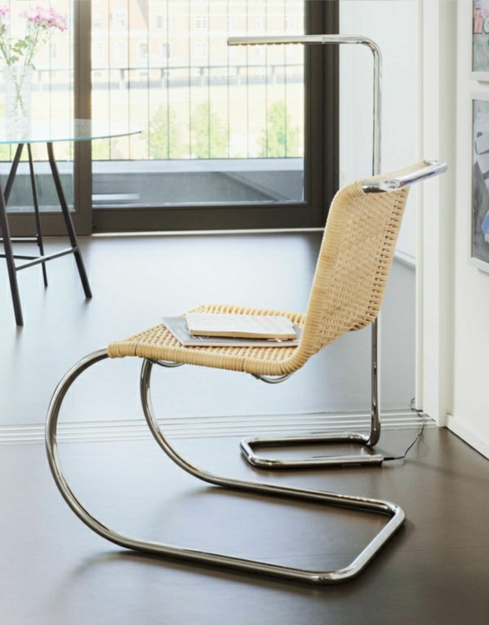 Bauhausstil möbel stuhl stahl rattan