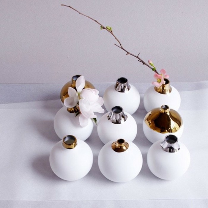 Deko Blumenvase kreative Dekoartikel Keramikvasen gold und silber