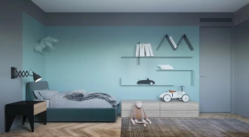 Designer Ideen Kinderzimmer gestalten Wandfarben kombinieren Blau Lila