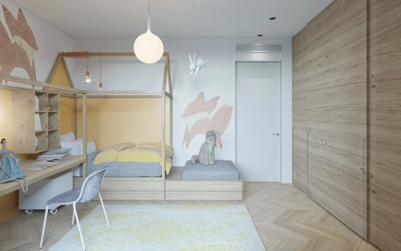 Designer Kinderzimmer Ideen Holzmöbel Wandschrank