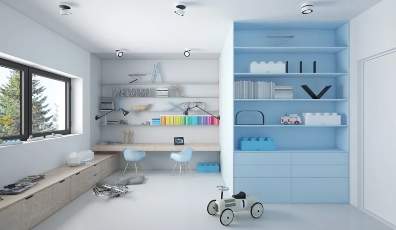 Designer Kinderzimmer Ideen Kinderzimmer Jungen Regal blau
