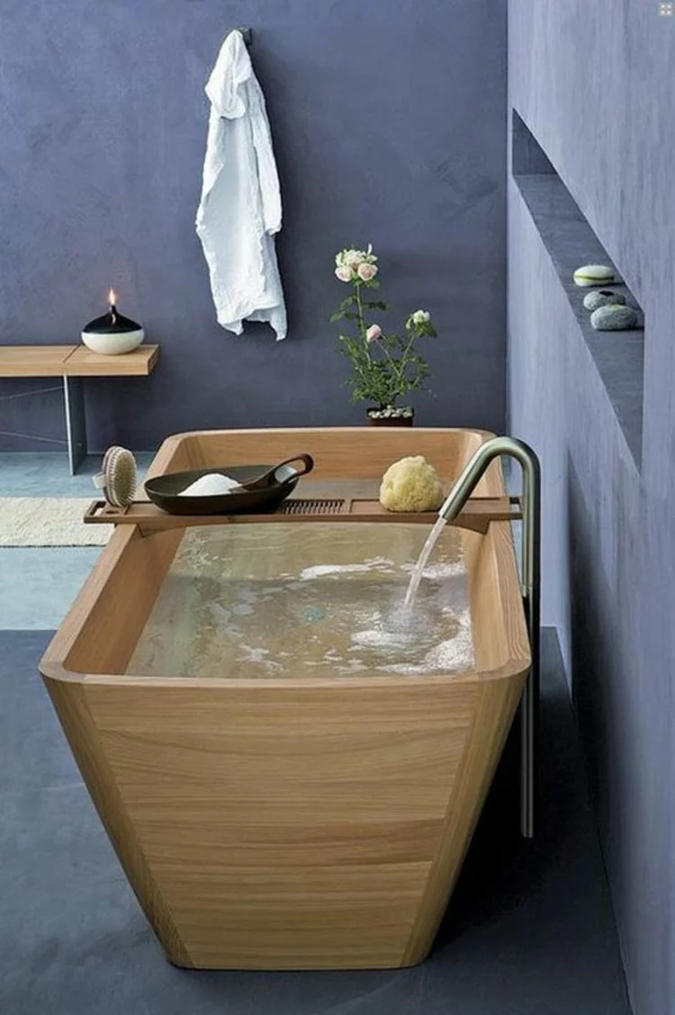 Feng Shui Badezimmer Holz Badewanne Zimmerpflanzen