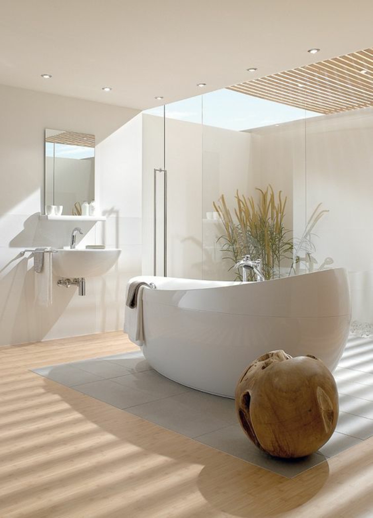 Feng Shui Badezimmer freistehende Badewanne Zimmerpflanzen