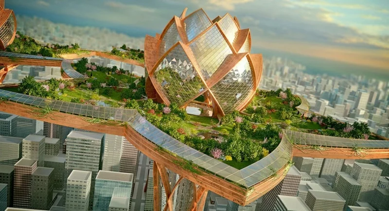 Futuristische Architektur Bauen und Leben Cities-Sky