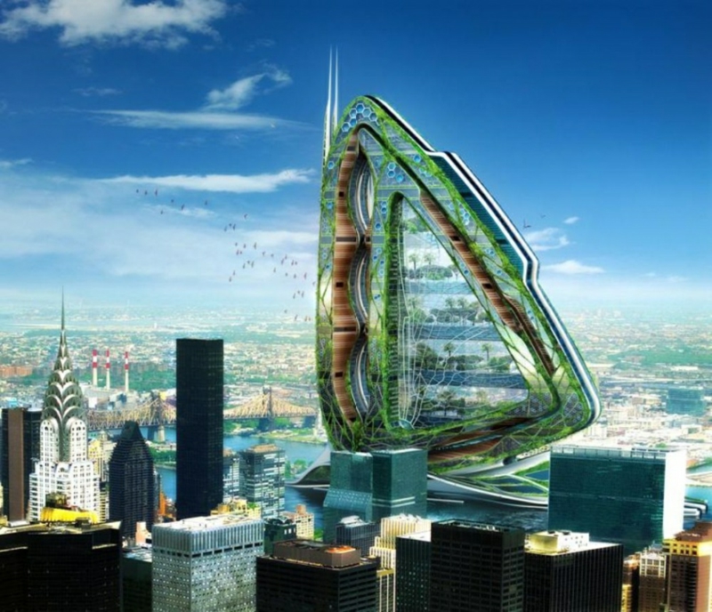 Futuristische Architektur Bauen und Leben Dragonfly Skyscraper New York