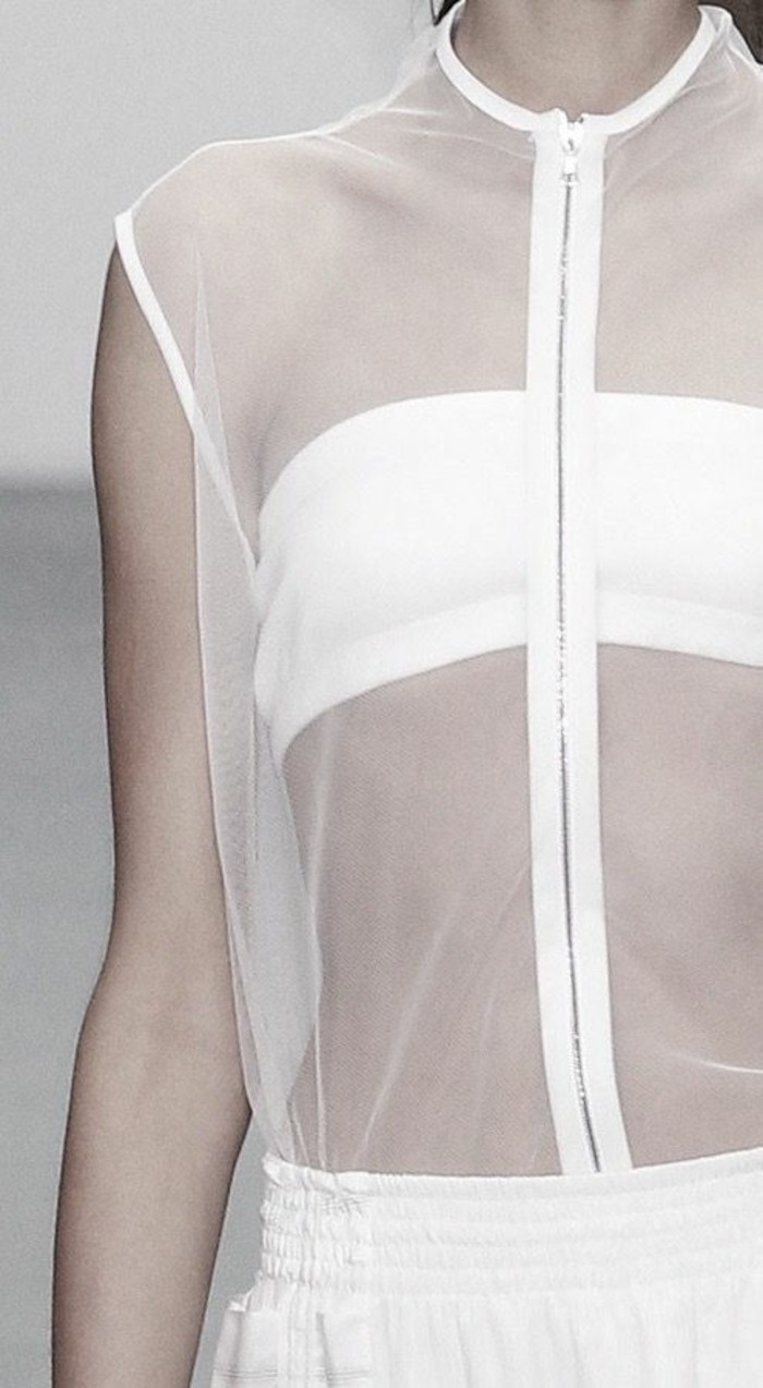 Modetrends Damen transparente Kleider Top mit Reißverschluss