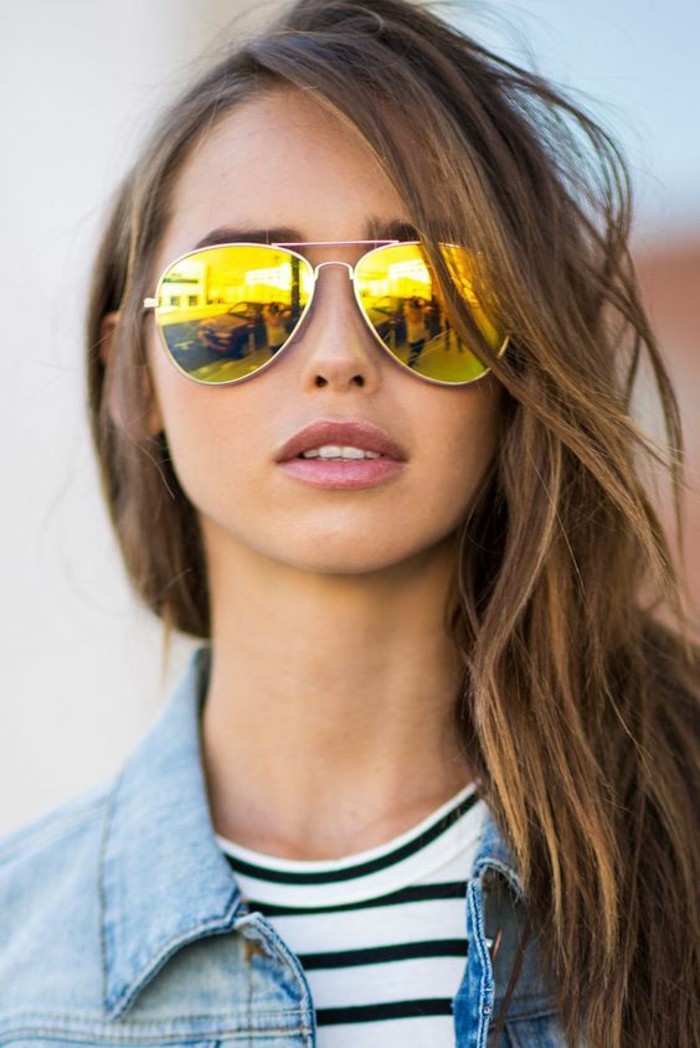 Sonnenbrillen reflektierend gelb rund Damen Modetrends Accessoires