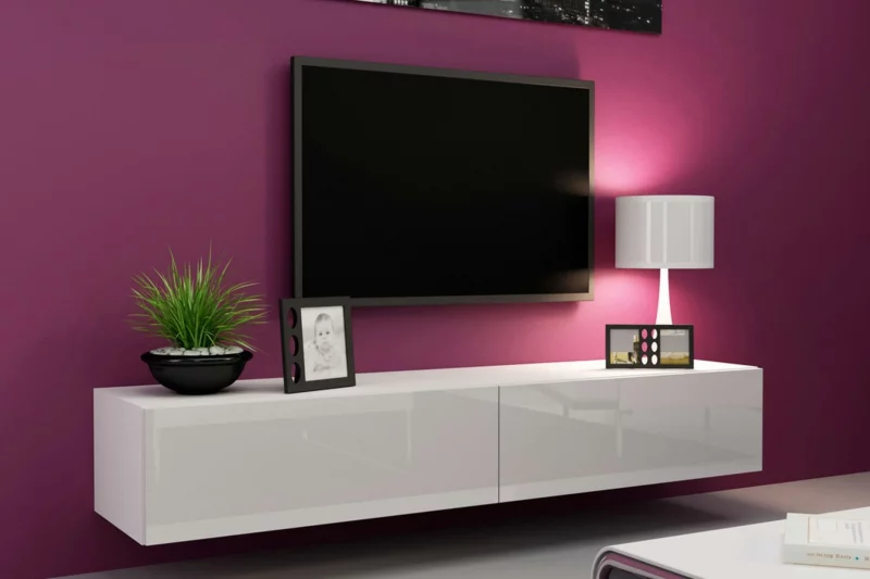 TV Wände Wohnzimmermöbel Holzmöbel TV Wohnwand Wandfarbe Pink