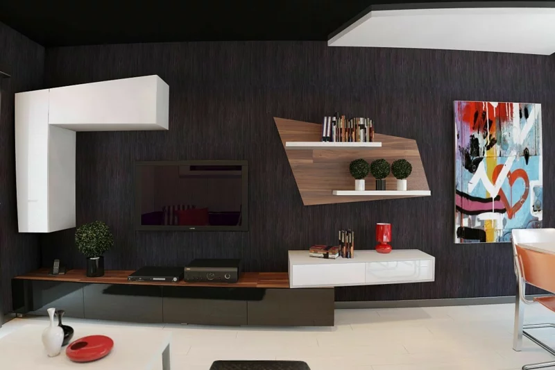 Wohnwand modern Wandregal Wohnzimmermöbel TV Wände