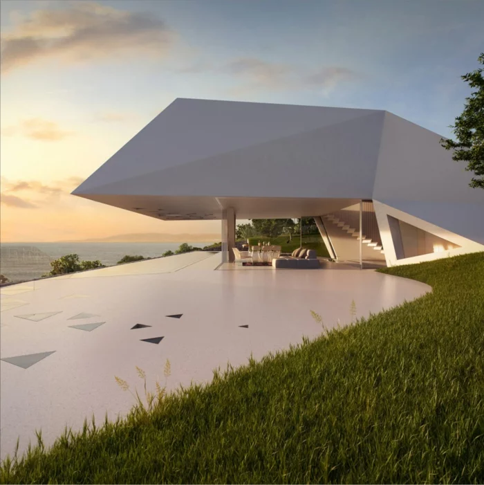 außergewöhnliche ferienhäuser meeresblick futuristische architektur