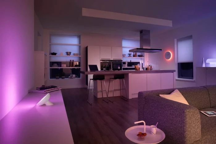 beleuchtung modernes interior lila farbe licht