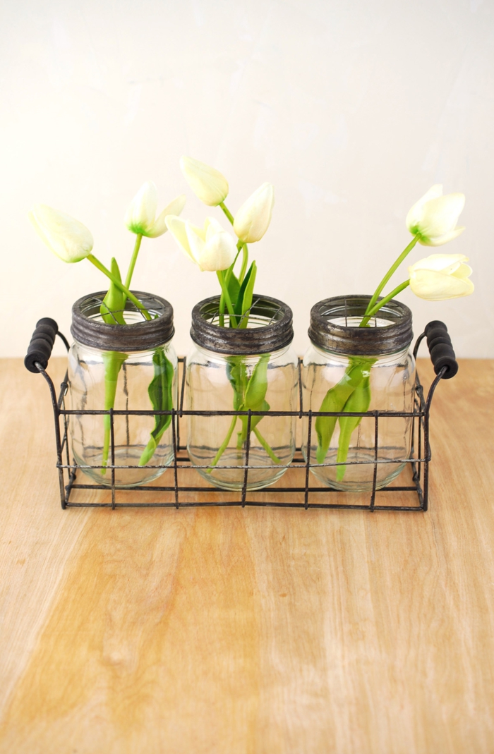 deko blumen vasen einmachgläser tulpen