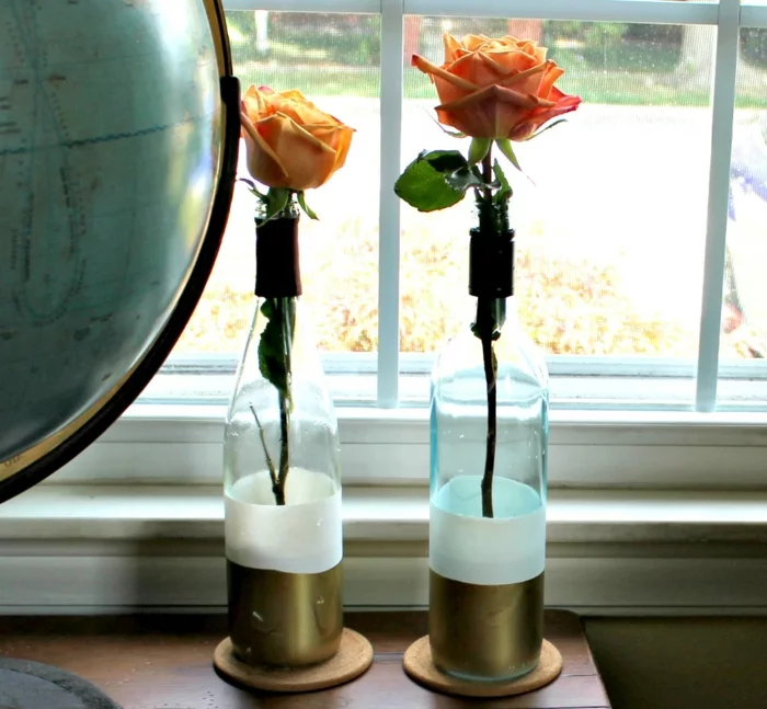 Deko Flaschen - Weinflaschen als Blumenvasen