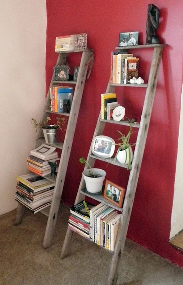 DiY Ideen mit Holzleiter Bücherregal