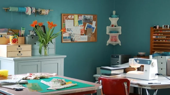 einrichtungsbeispiele deko ideen wohnideen DIY ideen naehzimmer trendfarben
