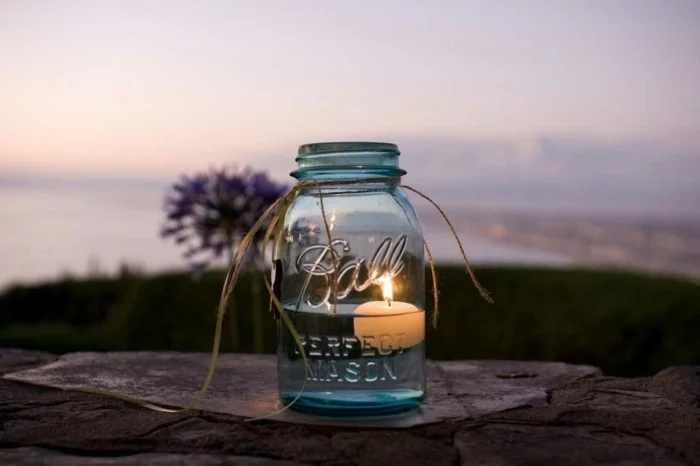 DIY Deko - Windlicht aus Einmachglas mit gebundener Schnur
