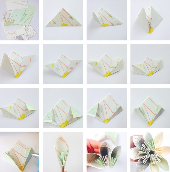 kreativ basteln wunderschöne blume aus papier selber machen anleitung in bildern