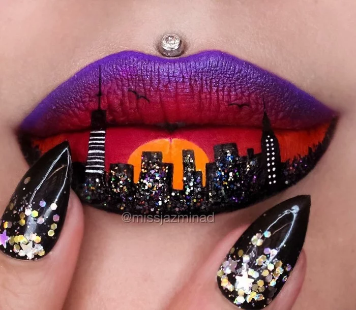 lippen schminken halloween party design new york inspiration nageldesign